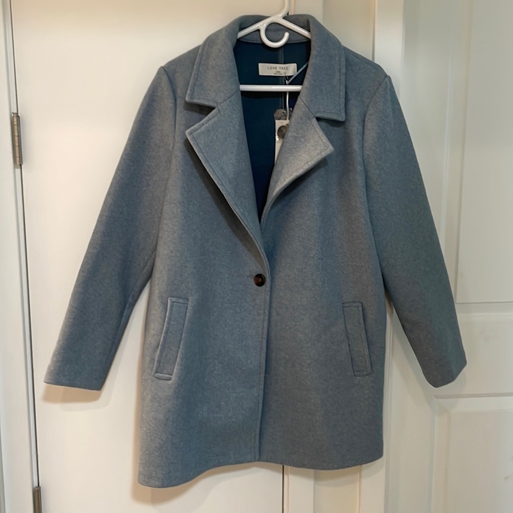 Love Tree Women's Light Blue Pea Coat